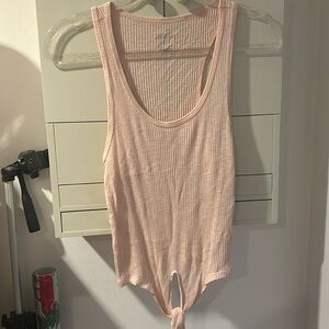 Pink aerie front tie tank